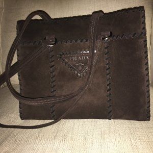 Prada Brown Suede Shoulder Handbag